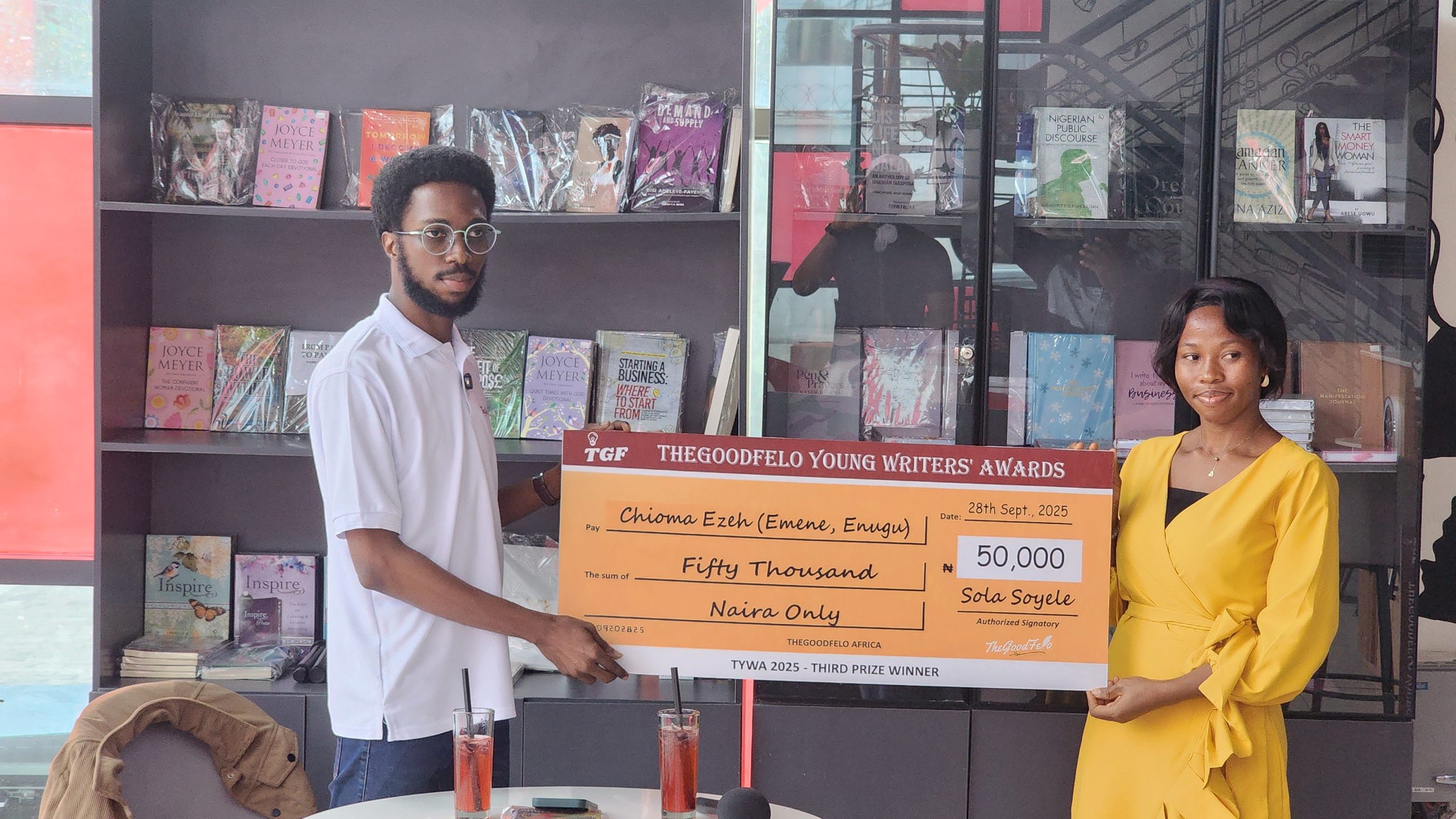 TYWA 2025 Award Presentation to Chioma Ezeh_3rd Place Winner